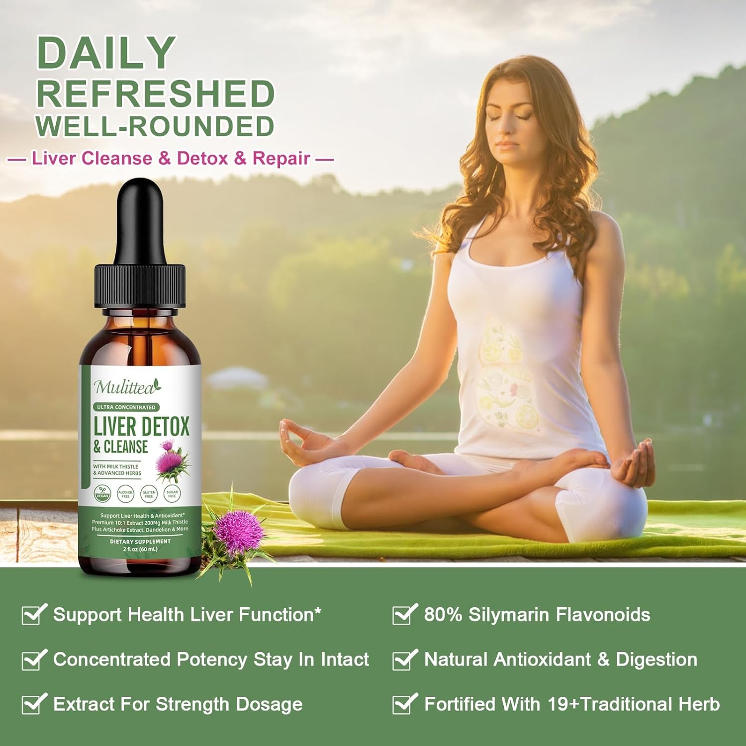 Liver Cleanse & Detox Support Supplement Liquid Drop Milk Thistle Extract