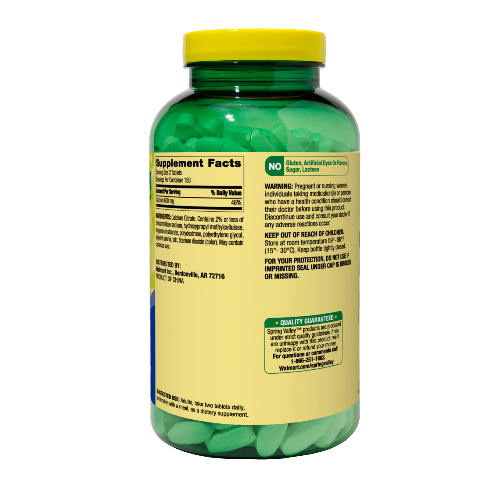 Spring Valley Calcium Citrate Tablets Dietary Supplement 600 Mg 300 Count