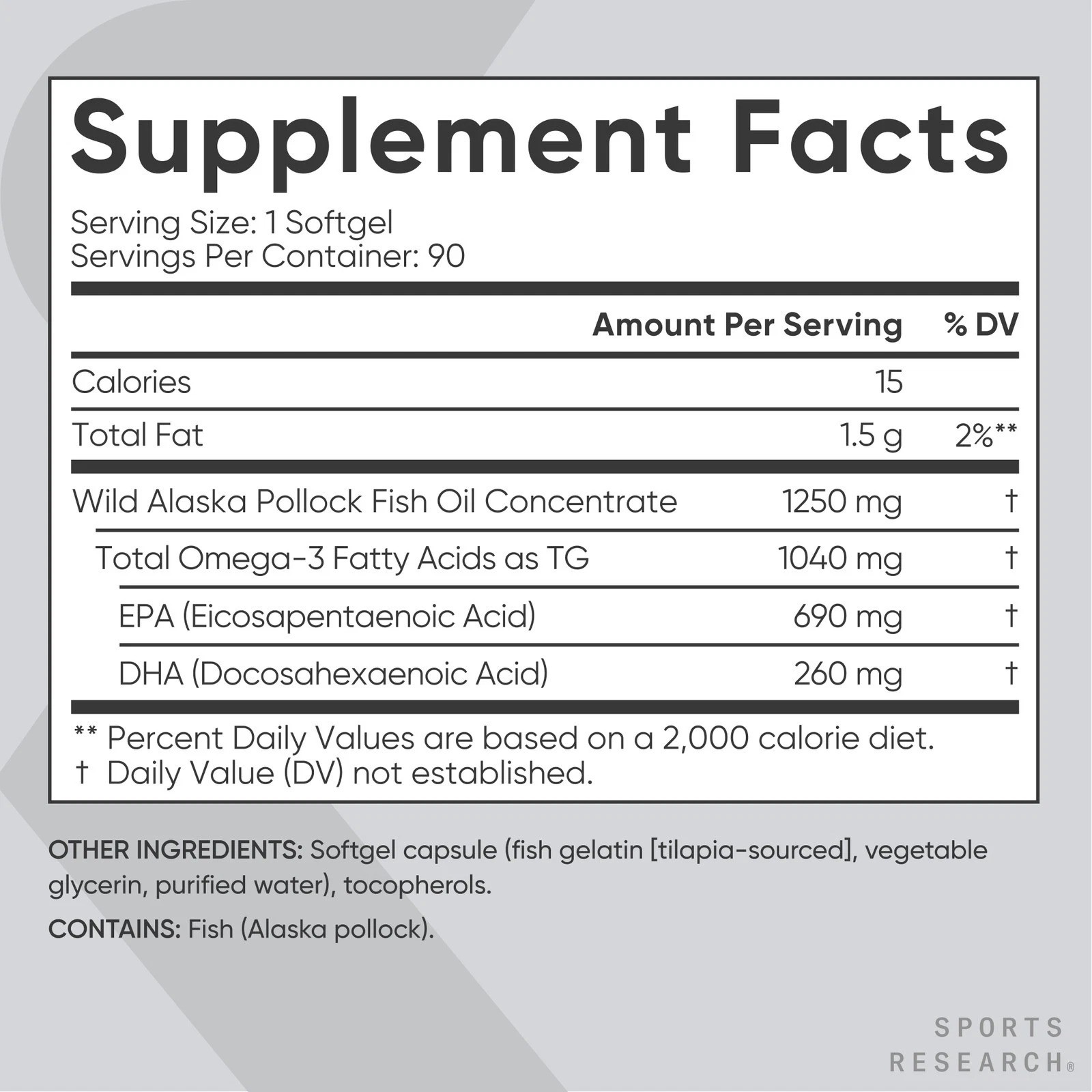 Triple Strength Omega 3 Fish Oil Burpless Supplement EPA DHA Fatty Acids 90 ct