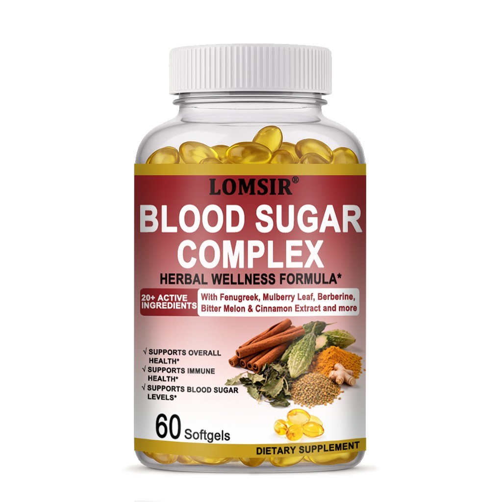 Blood Sugar Complex Supplement, 20+ Natural Herbs Vitality Support – 60 Softgels