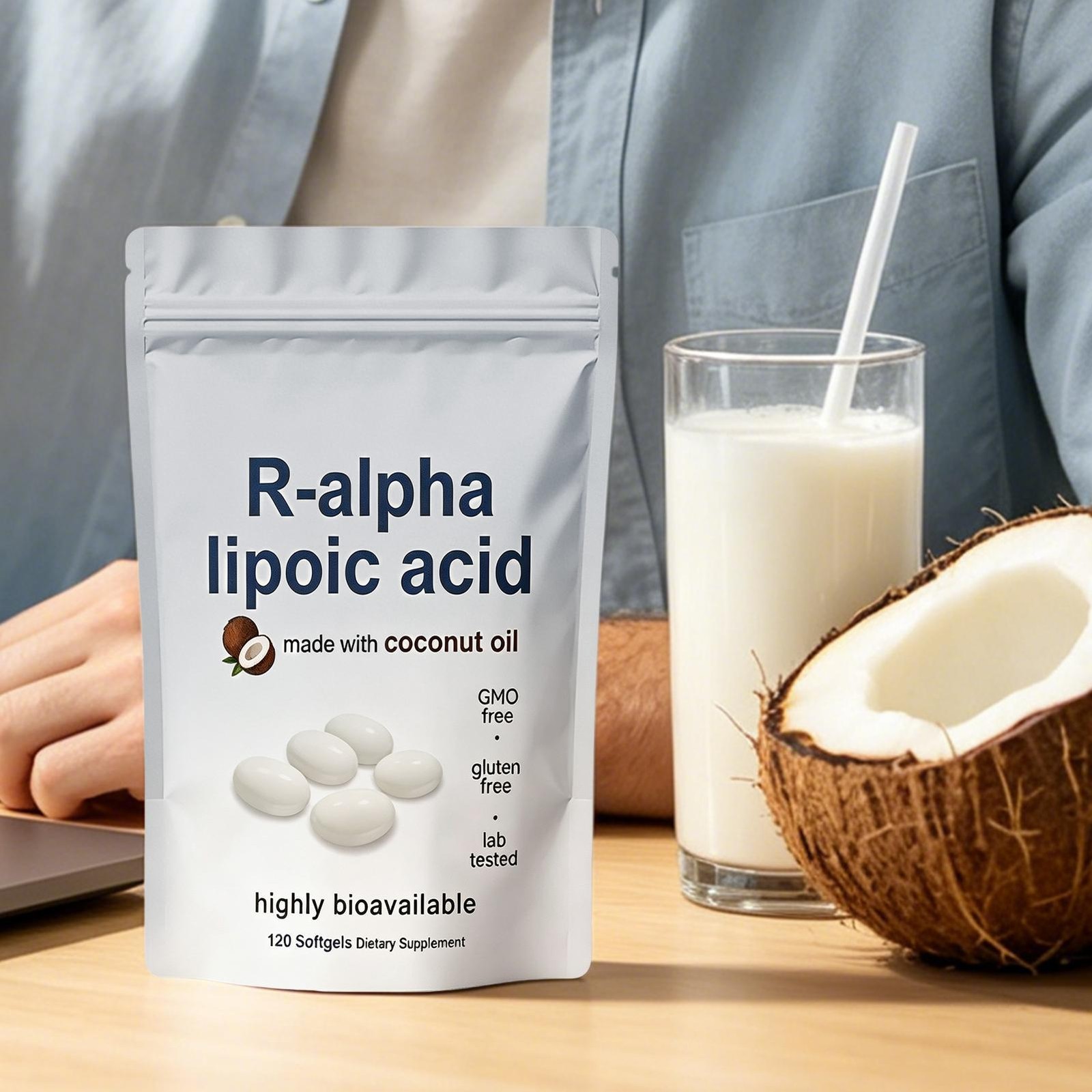 R-alpha Lipoic Acid 600mg , 120 Softgels, Antioxidant Support