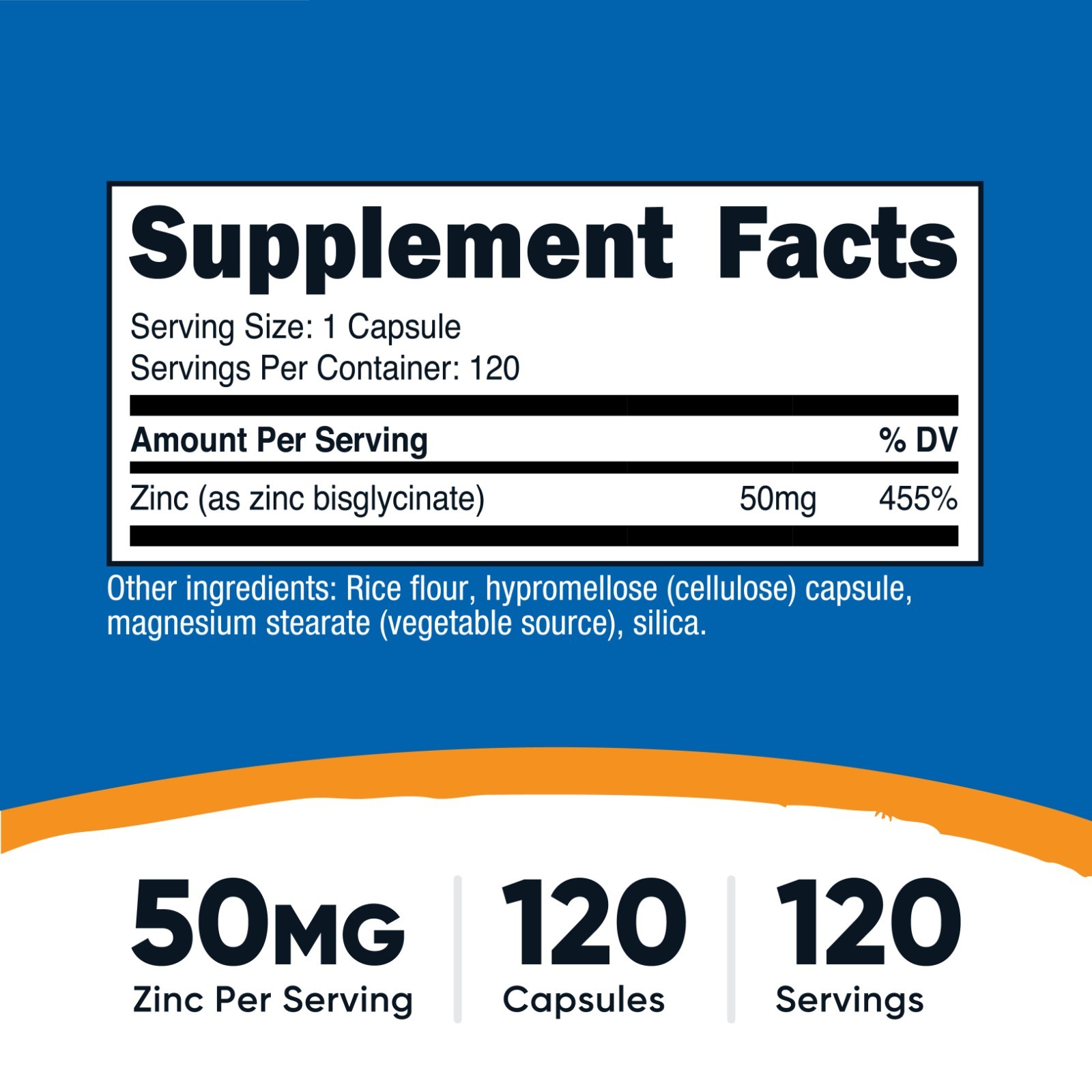 Nutricost Zinc Bisglycinate (50mg) 120 Vegan Capsules – GMO-Free, Gluten-Free