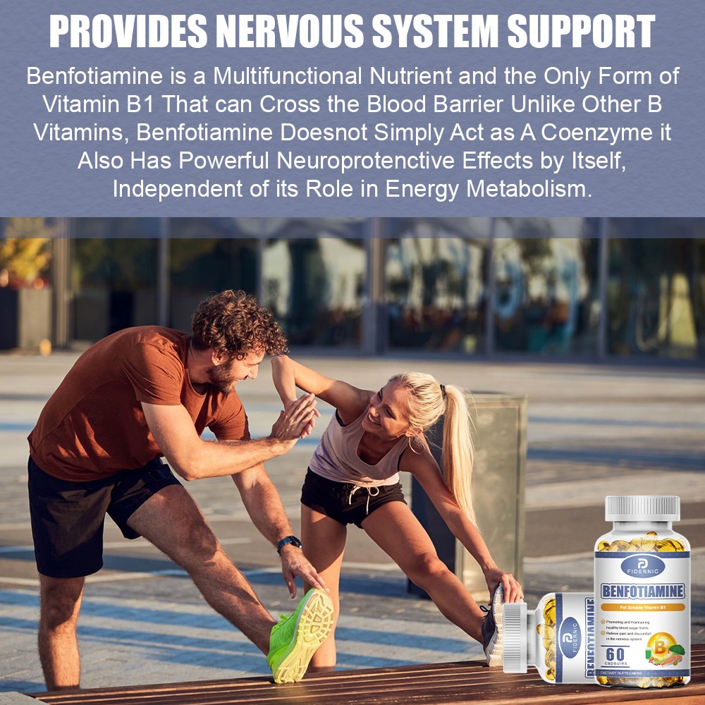 Benfotiamine 60 Capsules Fat Soluble Vitamin B1 Supplement