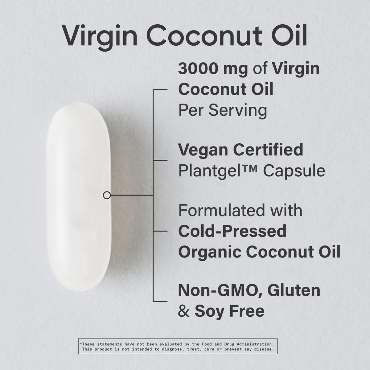 Organic Coconut Oil 3000mg Softgels | Cold-Pressed MCTs for Brain & Body Fuel |