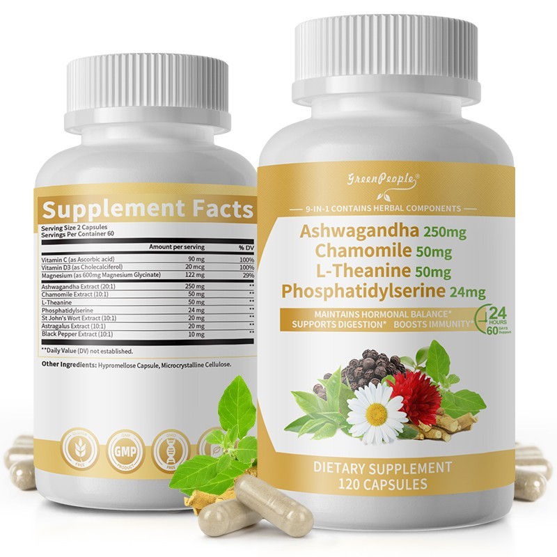 120 Pills Cortisol Supplement Magnesium Ashwagandha L-theanine – Relieve Stress