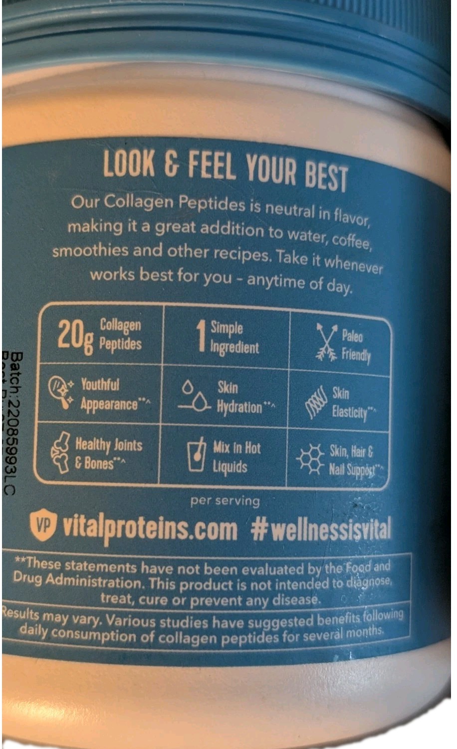 Vital Proteins Collagen Peptides Powder Unflavored Protein 10 oz Total Ex 07/27