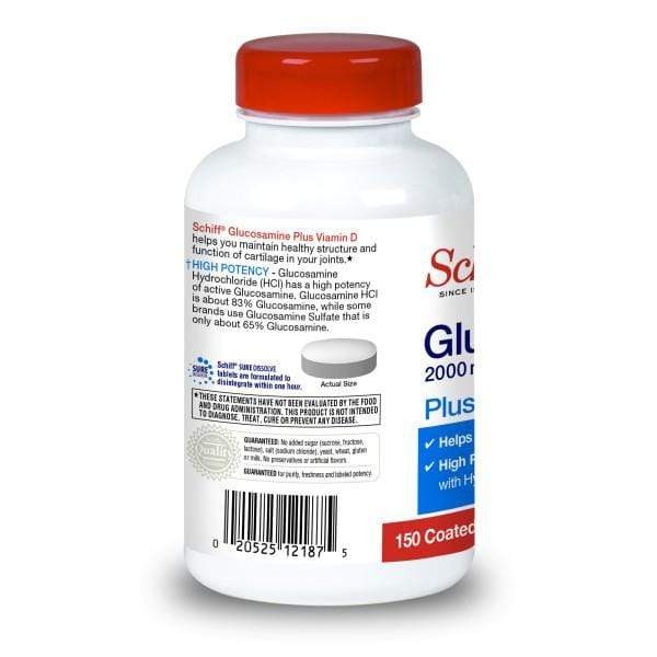Schiff Glucosamine Tablets with Plus Vitamin D3 and Hyaluronic Acid 150 Ct 3PK