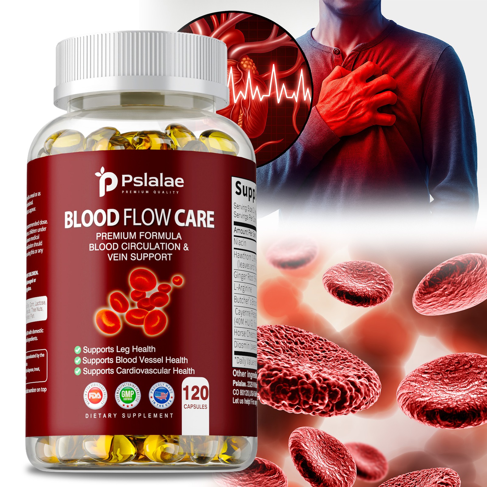 Blood Flow Care – Hawthorn, Ginger, Cayenne Pepper – Aids in Healthy Circulation