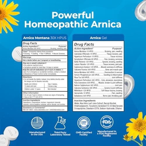 Arnica Montana Tablets & Gel Bundle – Relief for Bruising, Swelling & Soreness,