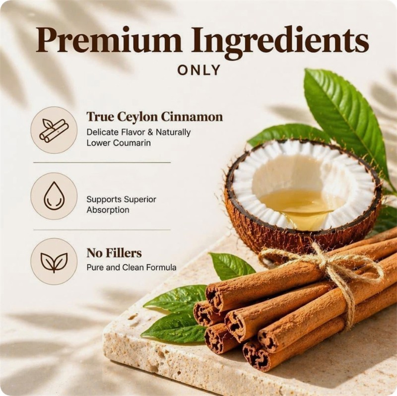 Metabolae Ceylon Cinnamon Capsules With MCT Oil, Non-GMO, Gluten Free, 300pcs