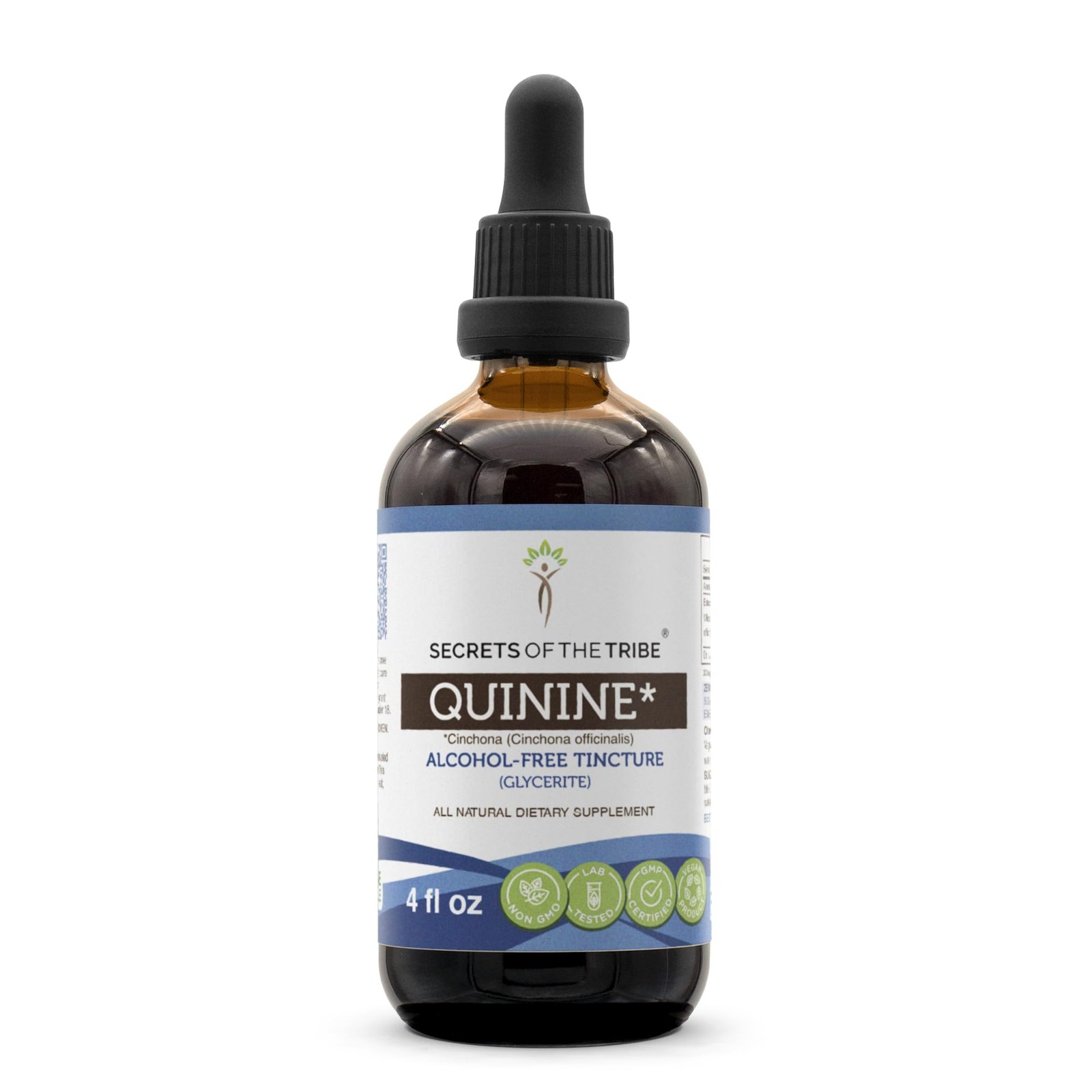 Secrets of the Tribe Quinine Tincture Alcohol-Free 680mg 4oz Leg Cramp Support