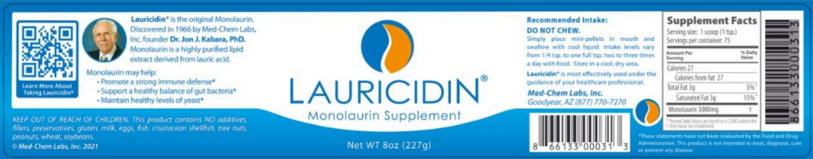 Lauricidin- The Original Monolaurin Supplement- 8 Ounce (Pack of 1), White