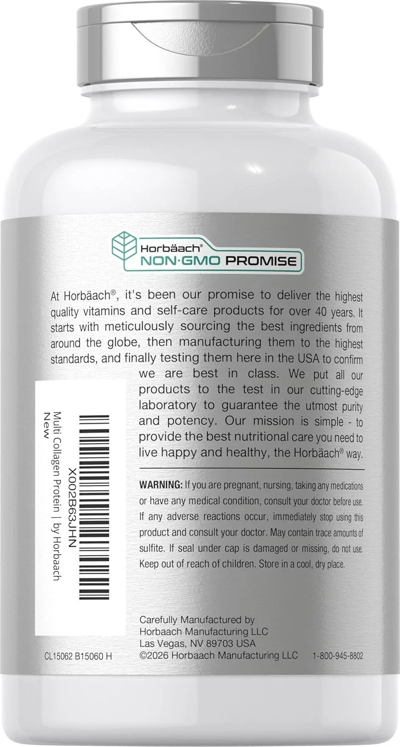 Multi Collagen Protein 2000mg | 180 Capsules | Type I, II, III, V, X | Horbaach