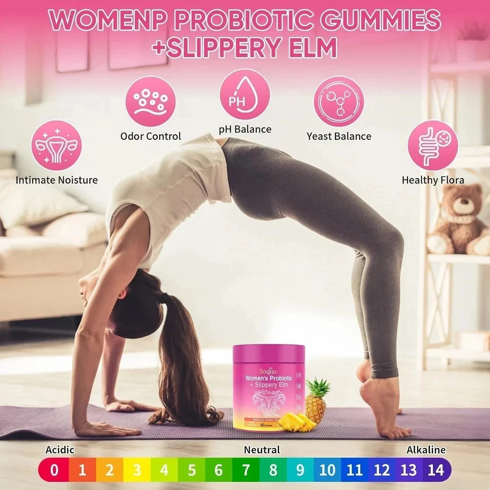 Probiotic Gummies + Slippery Elm🍍 Support Flora Women ph Balance Pineapple
