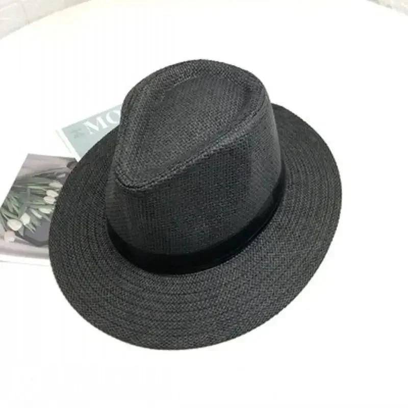 Unisex Panama Straw Hats for Women Men Summer Outdoor Beach Sun Hat Wide Brim Fo