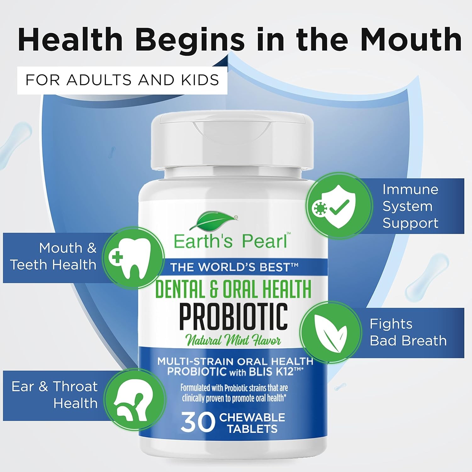 Dental Probiotic with BLIS K12 – Oral Probiotics for Oral Health with Mint Flavo