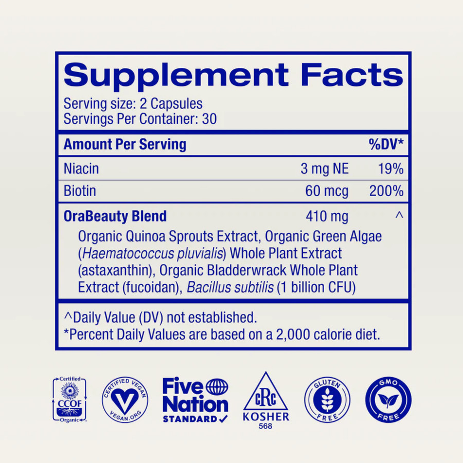 Ora Organic Beyoutiful – B Vitamins & Biotin Hair, Skin, & Nails Support 60 Ct