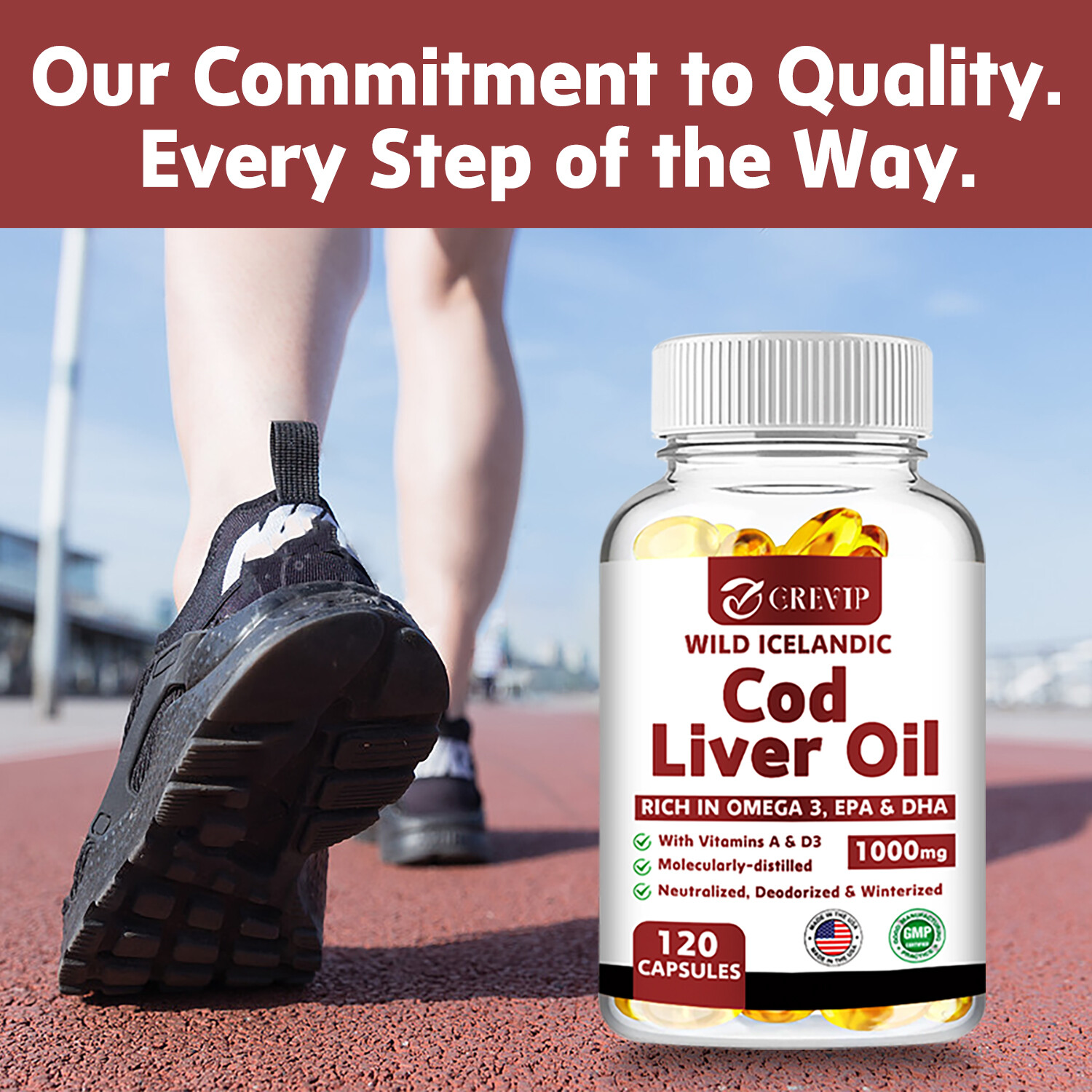 Wild Icelandic Cod Liver Oil Capsules 1000mg – Omega-3 EPA, DHA , Vitamin A & D3