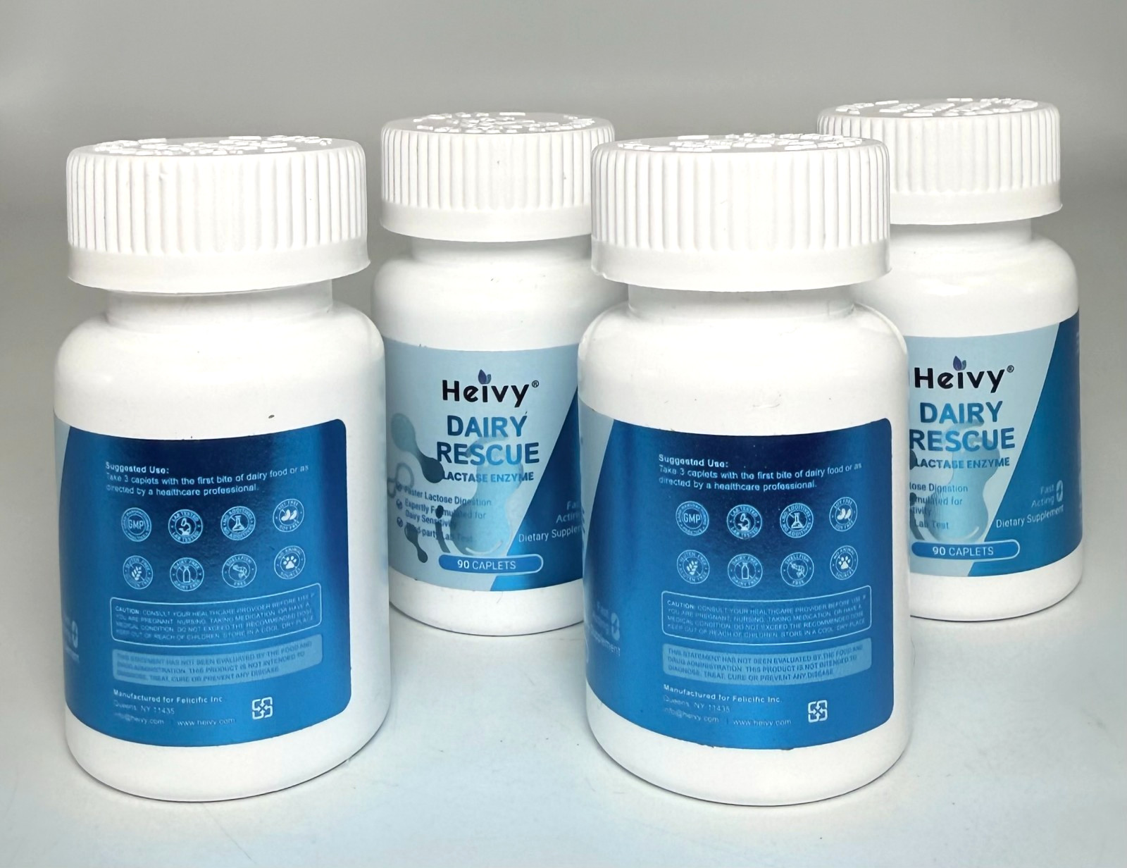 4 Pack Heivy Pure Lactase Enzyme 9000 FCC Dairy Relief – 360 ct *EXP 08/2028*