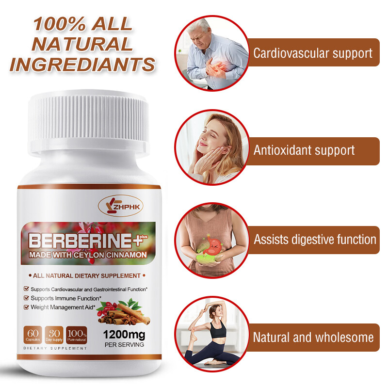Berberine HCL 10:1 With Ceylon Cinnamon 1200mg Immune Blood Sugar & Heart Health