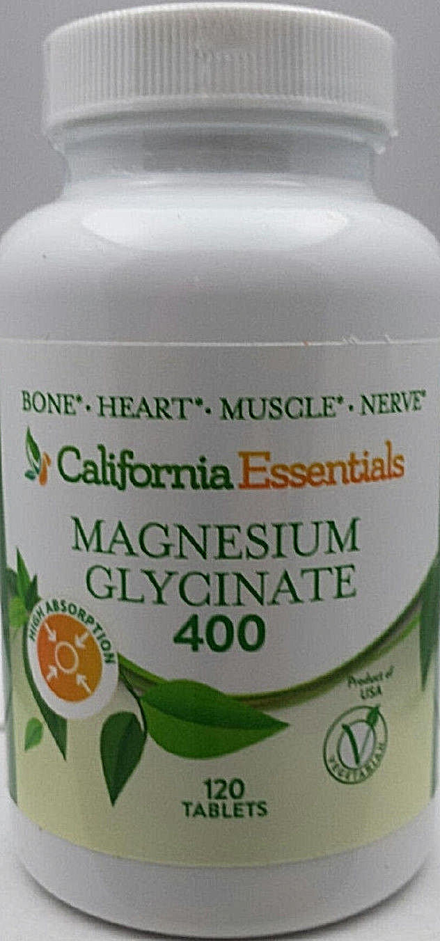 MAGNESIUM GLYCINATE BONE HEART HEALTH MUSCLE AND NERVE HEALTH 400mg FREE SHIP