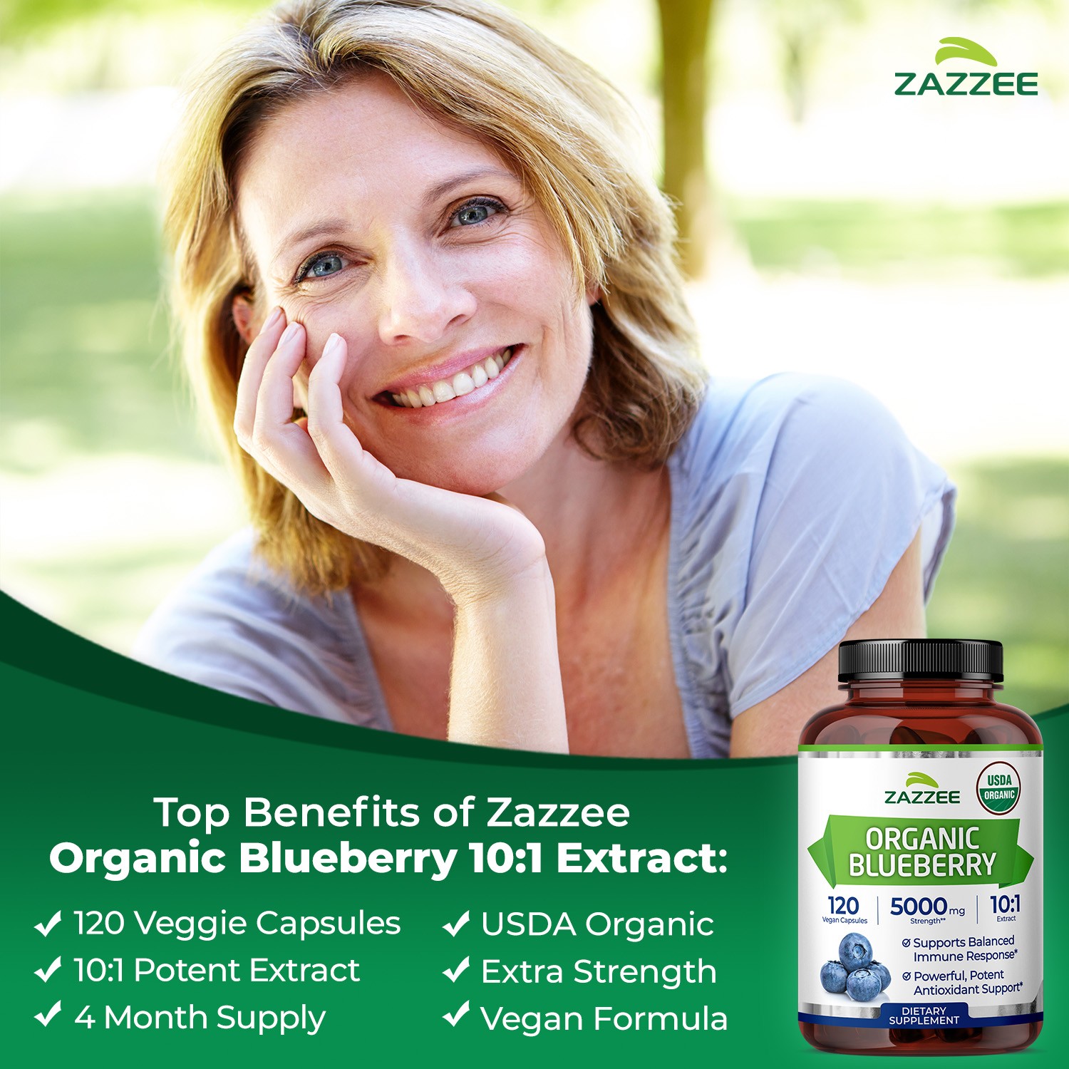 USDA Organic Wild Blueberry Extract Whole Fruit 5000 mg Strength 10:1 Extract