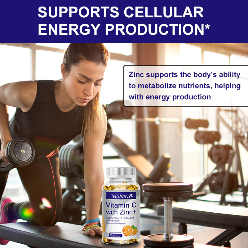 Vitamin C Capsules 1000Mg with Zinc Powerful Immune Support Antioxident 60/120PC