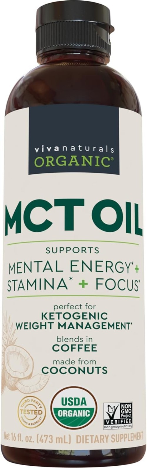 Pure Organic MCT Oil – Enhance Energy, Focus & Fat-Burning for Keto & Paleo L…