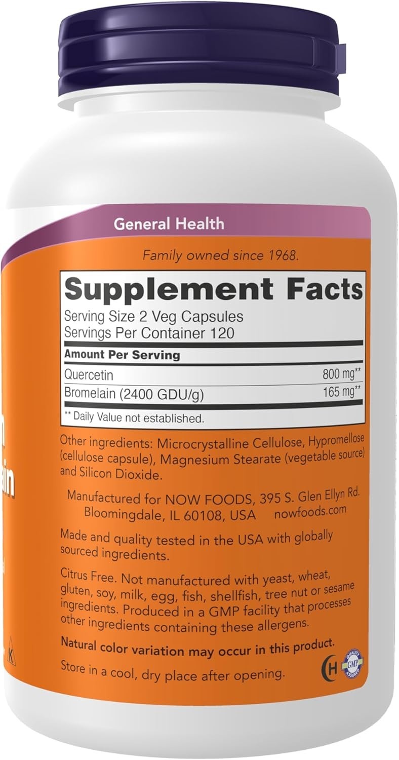 NOW Foods, Quercetin with Bromelain, Balanced Immune System, 240 Veg Capsules