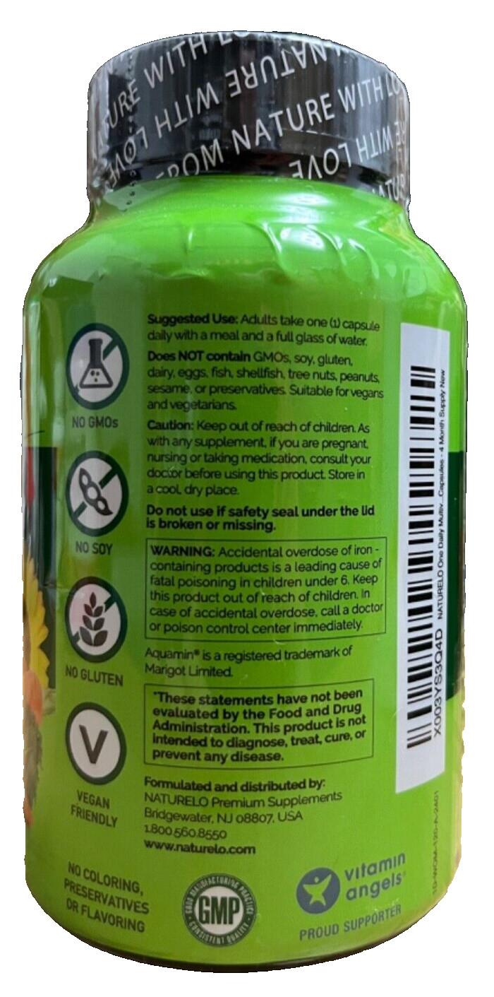 NATURELO ONE DAILY Multivitamin for Women – 120 Capsules Exp.2-26