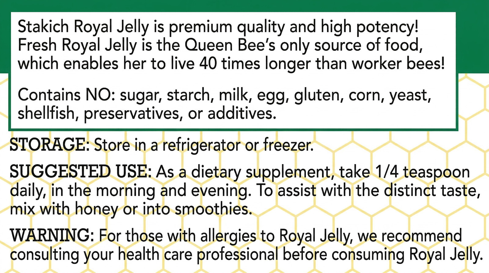 2oz FRESH ROYAL JELLY 100% PURE NATURAL 56,700mg HIGH STRENGTH PREMIUM RAW BEE