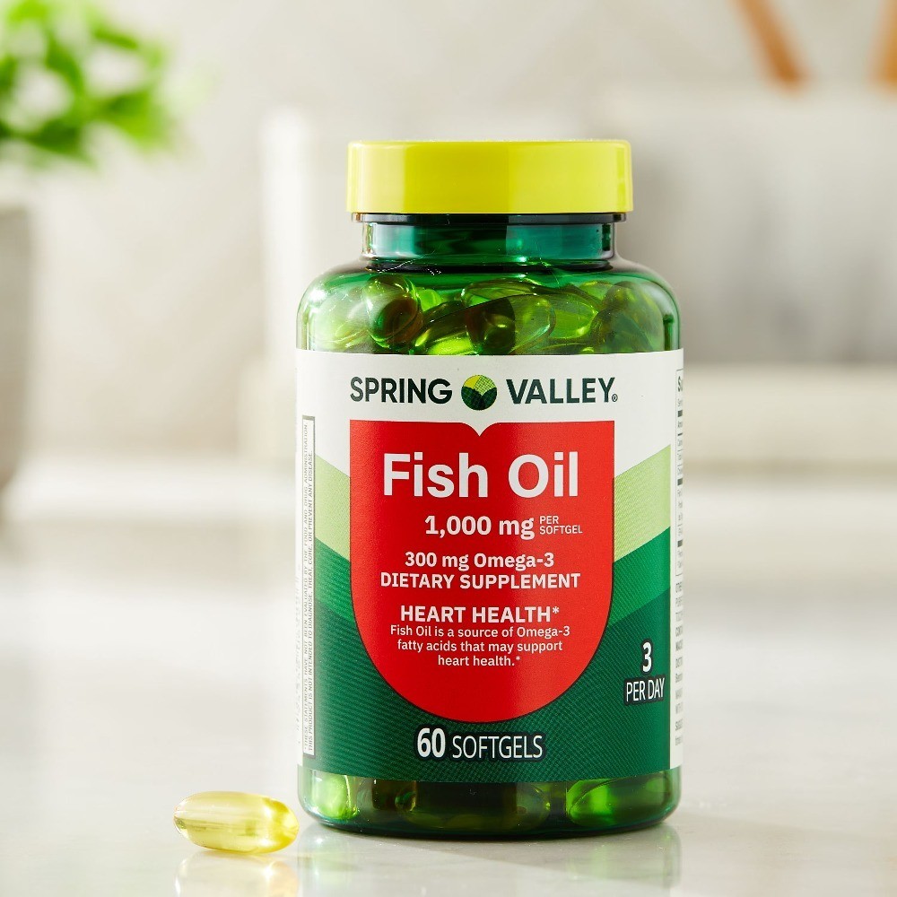 Fish Oil Omega-3 Softgels for Heart Health, 1000 mg, 60 Count
