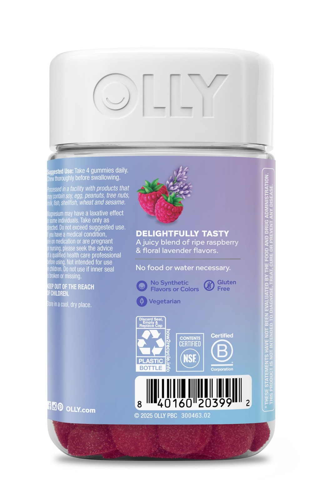 OLLY Relaxing Magnesium Gummies, Supports Muscle 1 Count (Pack of 120)