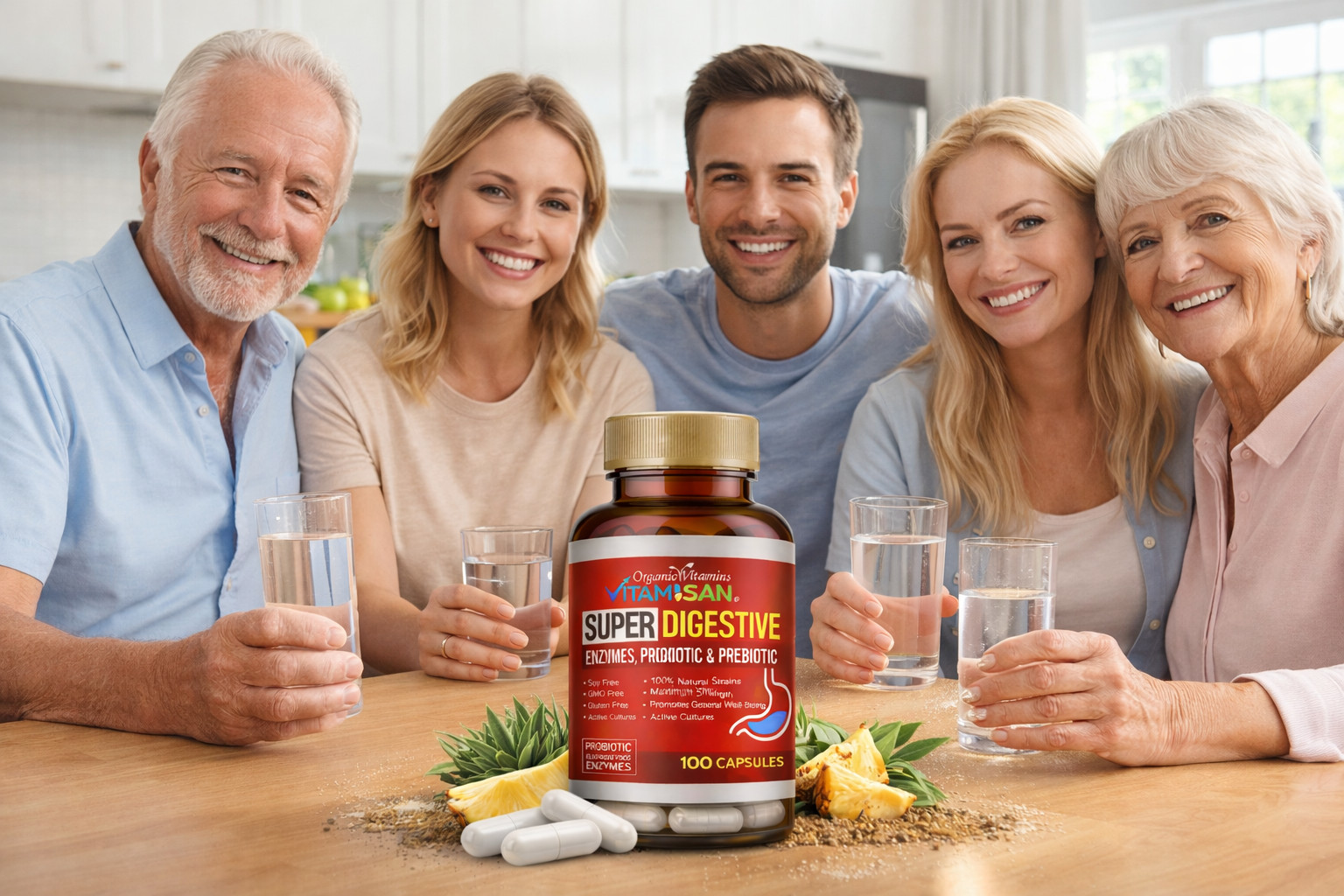 Daily Digestive Enzymes with Prebiotics Probiotics 100 capsules