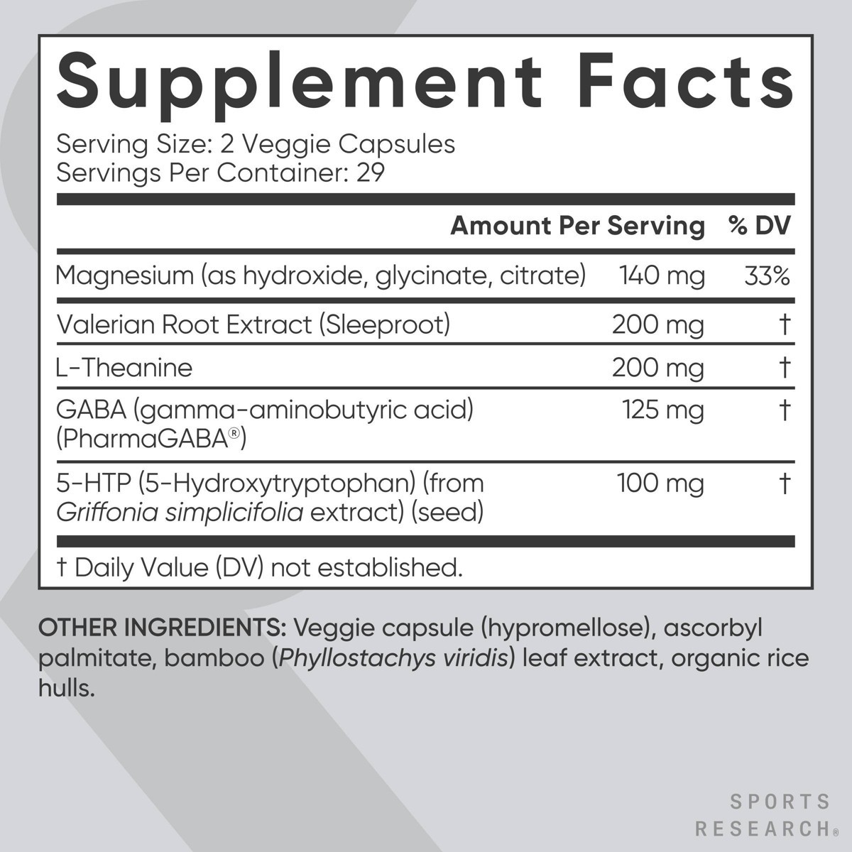 Sports Research Sleep Complex- Veggie Capsules – 58ct: Vegan, Gluten-Free
