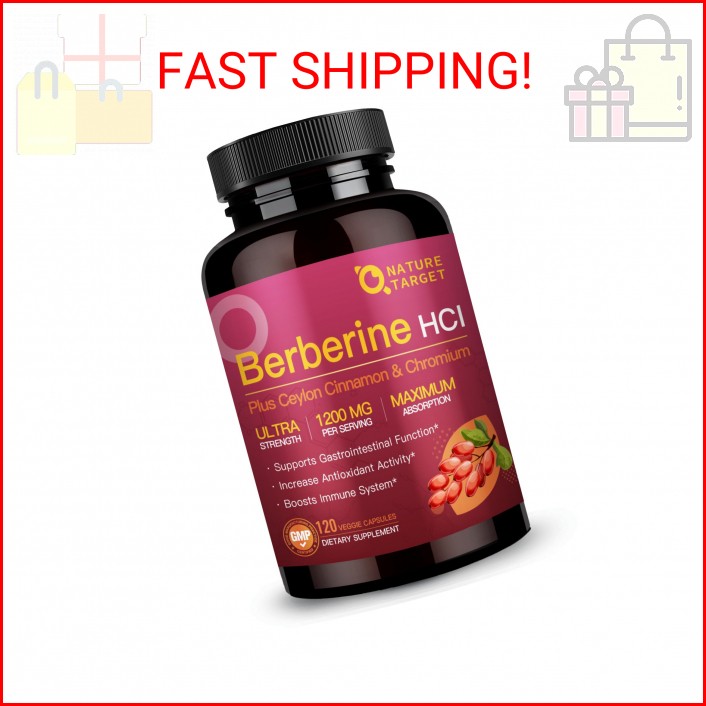 NATURE TARGET Berberine HCL 1200mg, Berberine Supplement with Ceylon Cinnamon, C