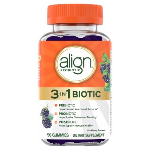 Align 3-in-1 Biotic Multi-Symptom Relief Gummies – Blackberry – 50ct