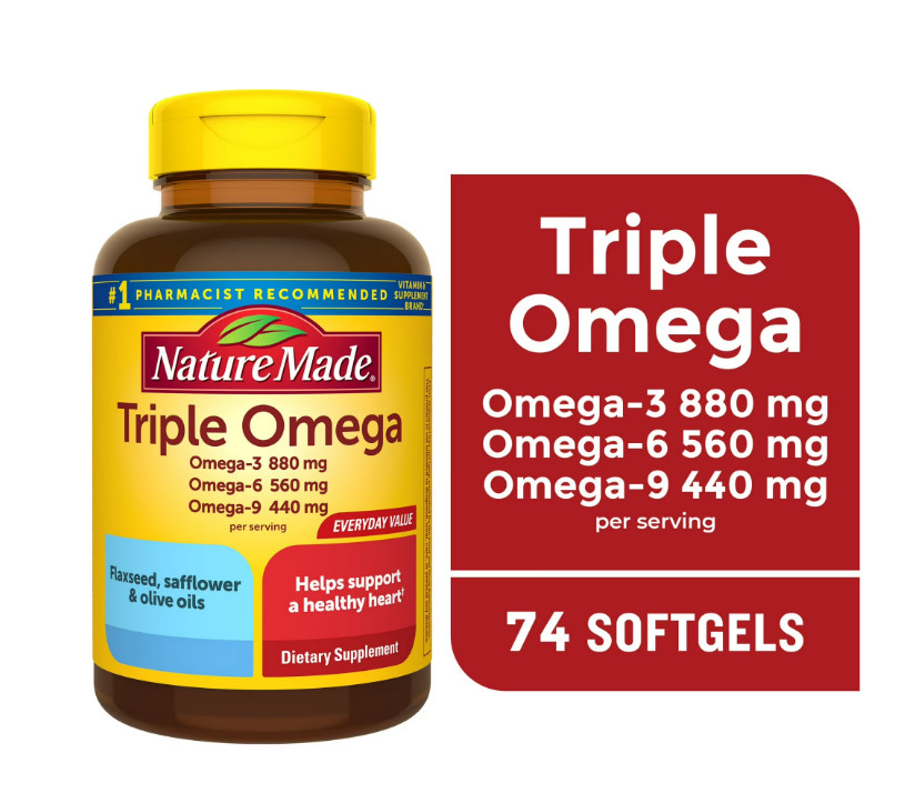 Nature Made Triple Omega 3-6-9 Softgels, 74 Count