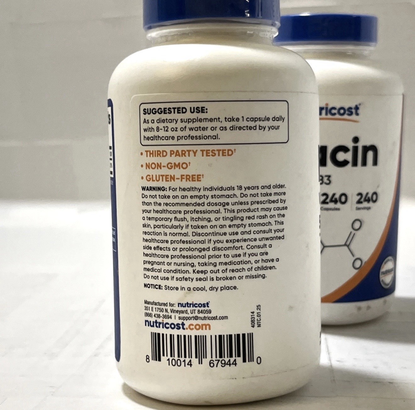 LOT OF 2 – Nutricost Vitamin B3 NIACIN 240 Caps 500 Mg – Exp 02/2028