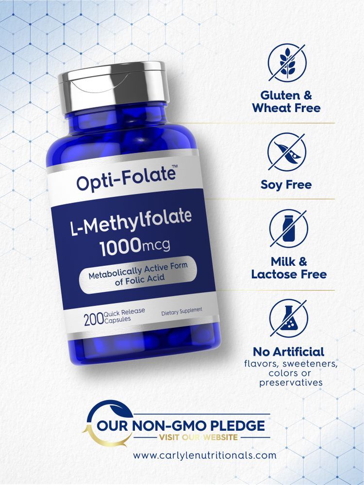 L Methylfolate 1000mcg | 200 Capsules | Value Size | by Opti-Folate