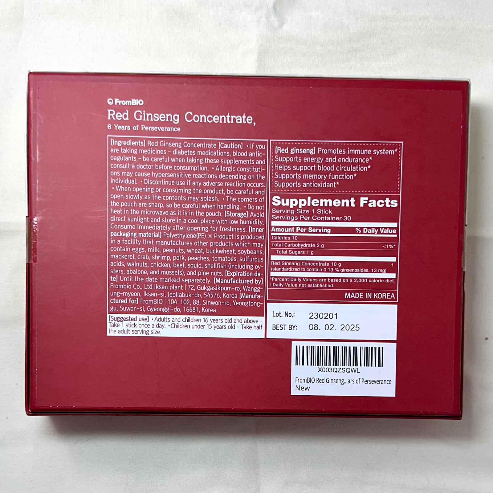 30 Days Supply FromBIO Aged Red Ginseng Stick Concentrate