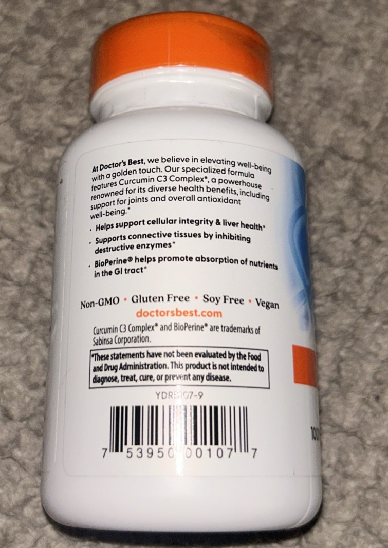 Doctors Best ~ High Absorption Curcumin ~ W/ Bioperine ~ 120 Caps ~ Sealed