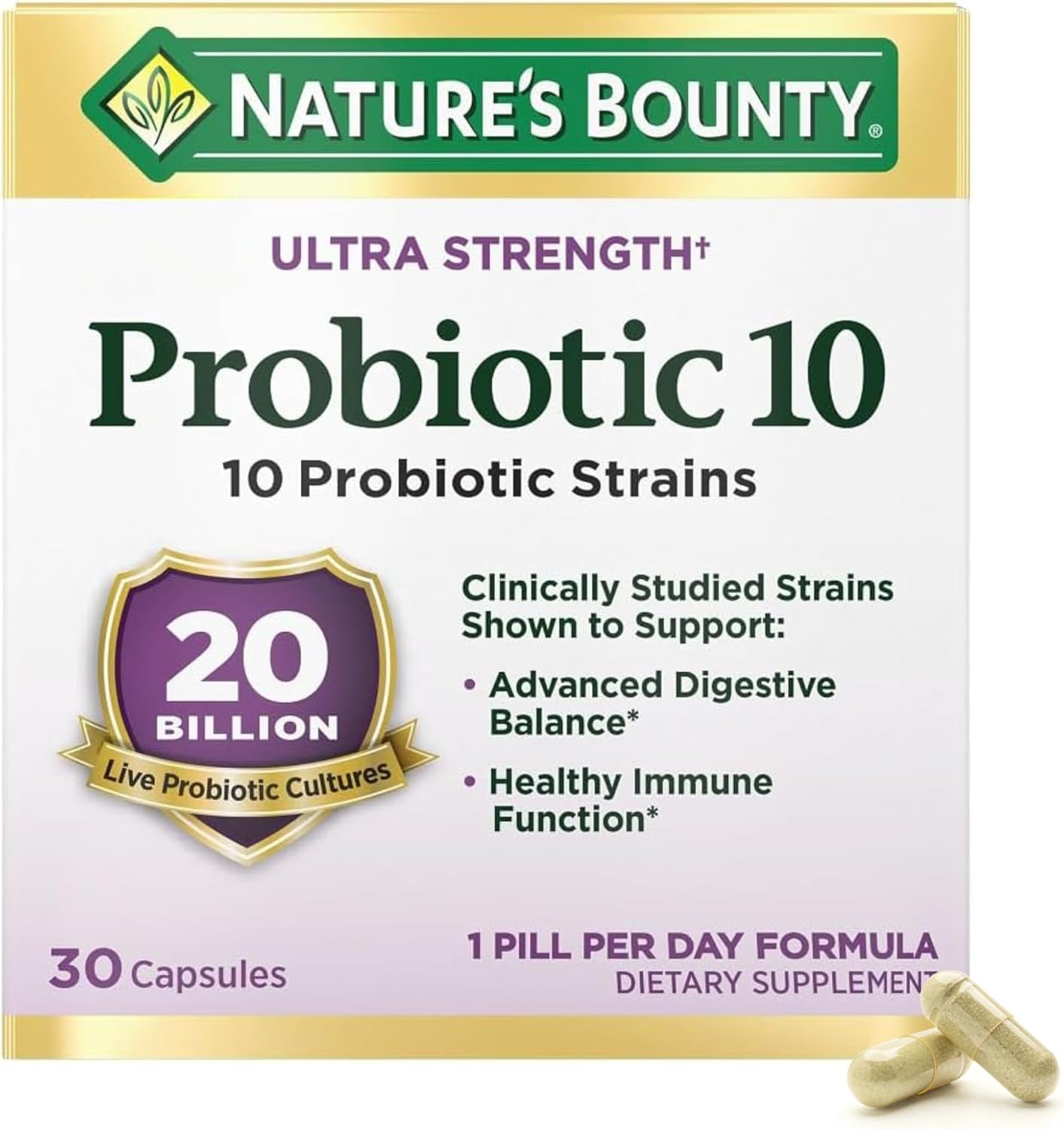 Nature’S Bounty Probiotic 10, Ultra Strength Daily Probiotic Supplement, Support