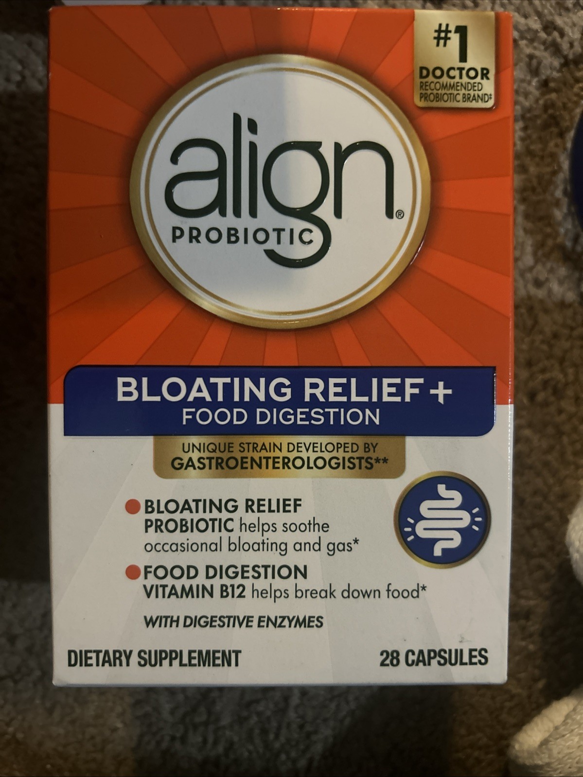 Exp 07/2027 Align Probiotic Bloating Relief+Food Digestion 28 CT EXP 07/27 #534
