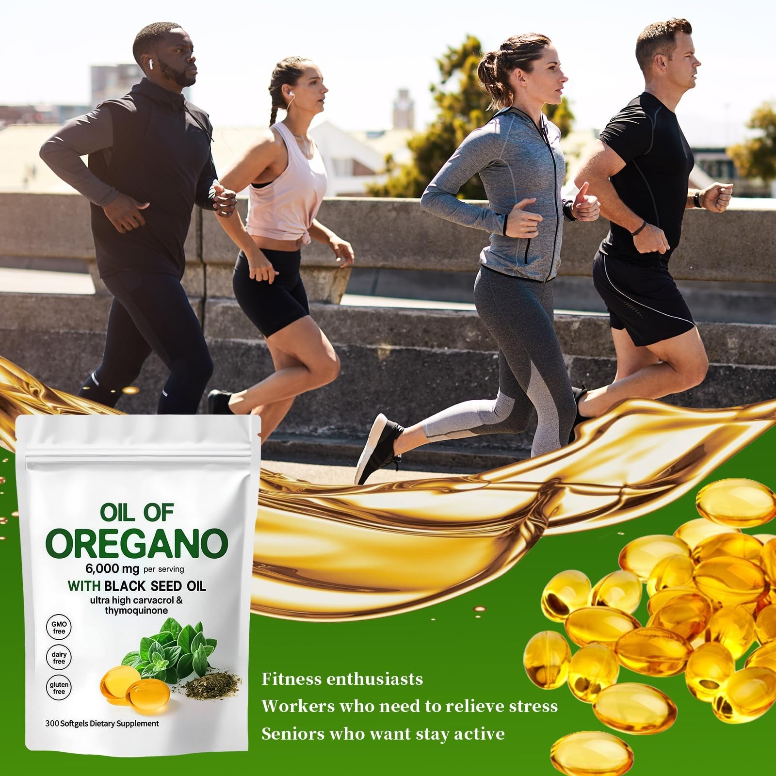 Organic Oil of Oregano & Black Seed Oil Capsules, 6000mg, 300 Softgels, Immune S
