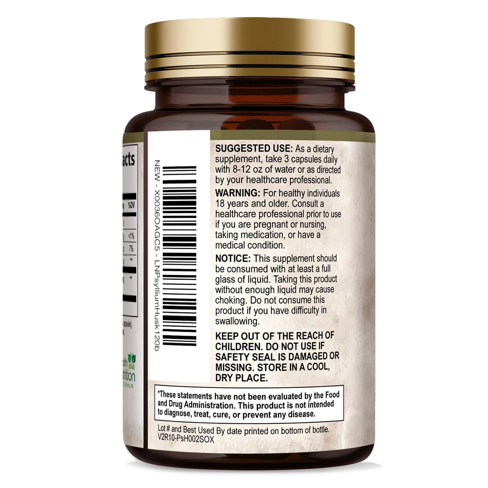 High Absorption Psyllium Husk Capsules 2000mg Daily Fiber Supplement, Psyllium..
