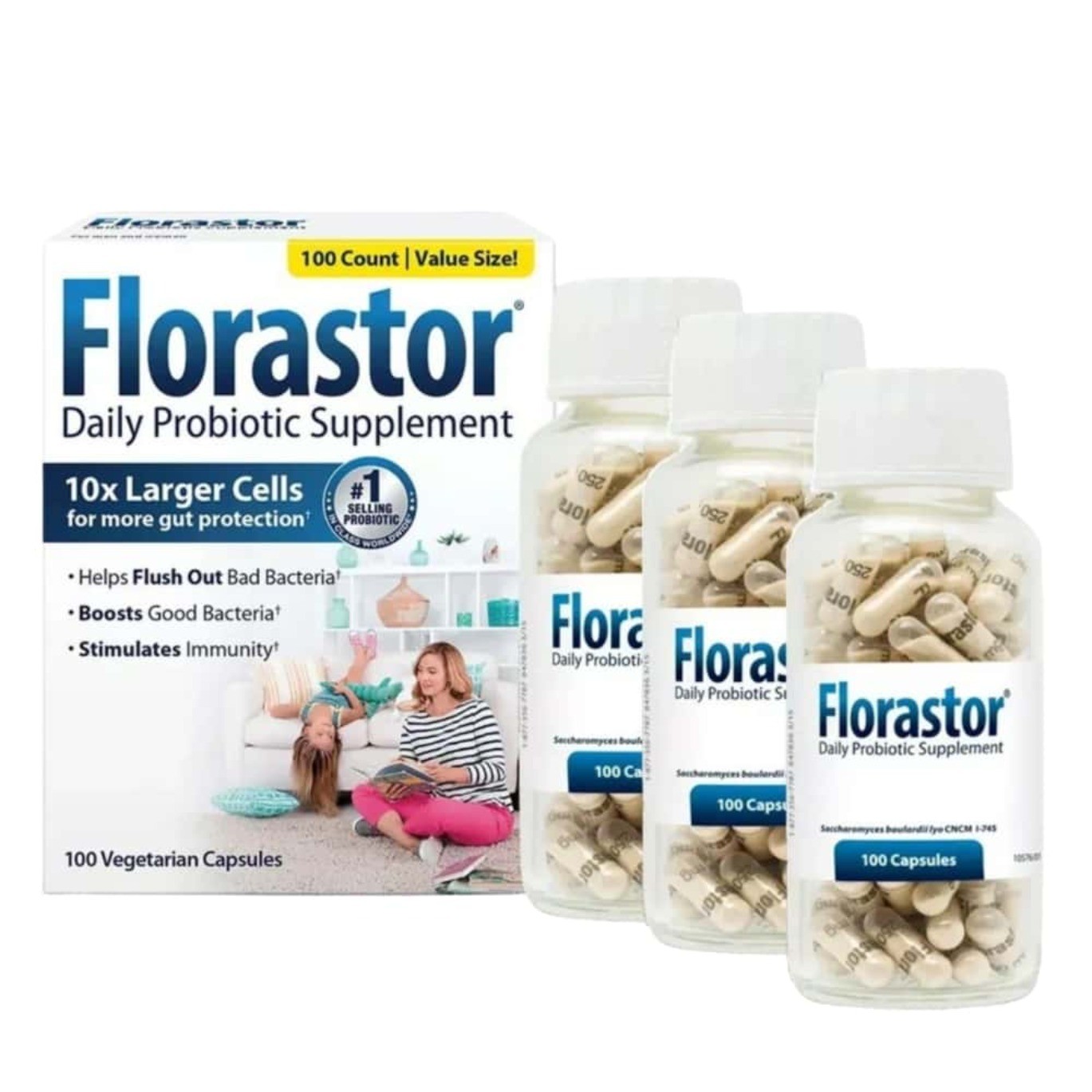 Premium 4X Flrastor Dietary Probiotic Supplement Daily 10X Larger hot Cells