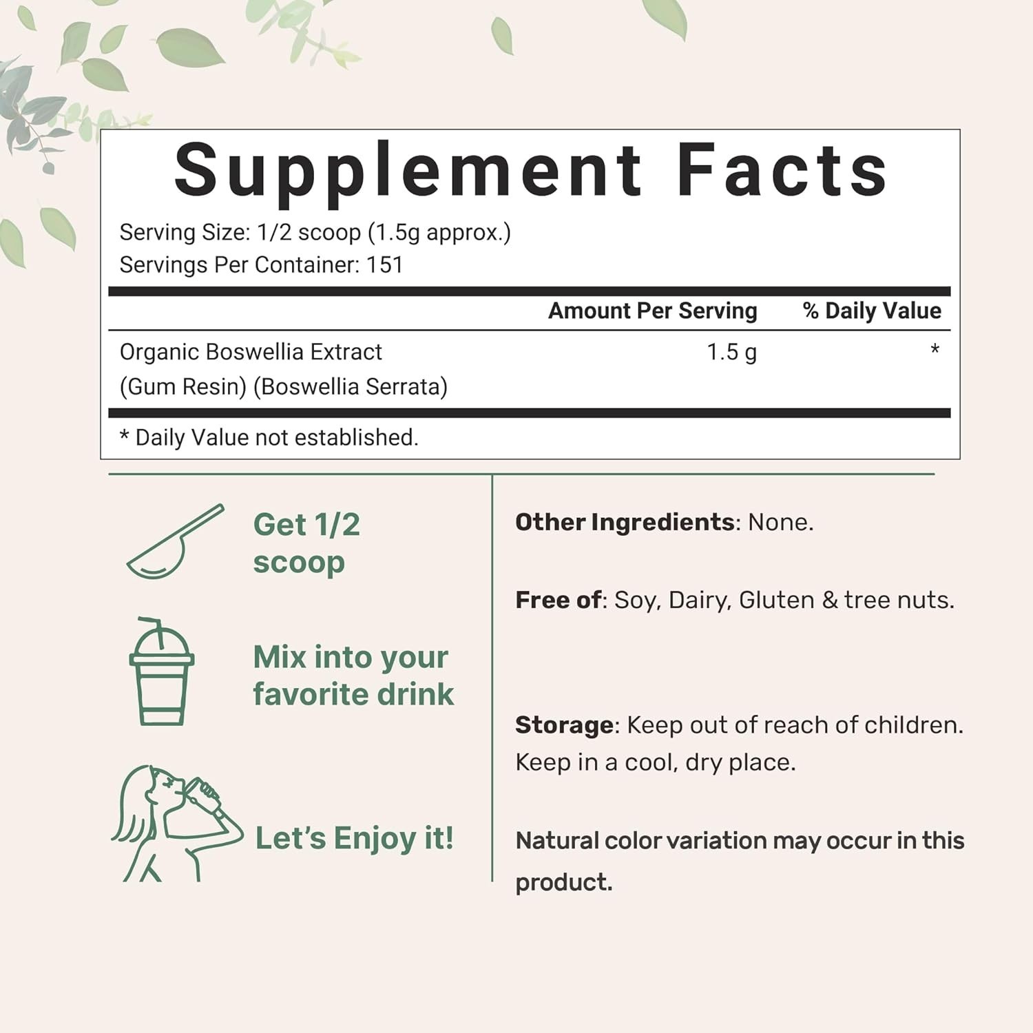 Micro Ingredients Organic Boswellia Powder, Extract Serrata 8 Ounce, Pure Boswel