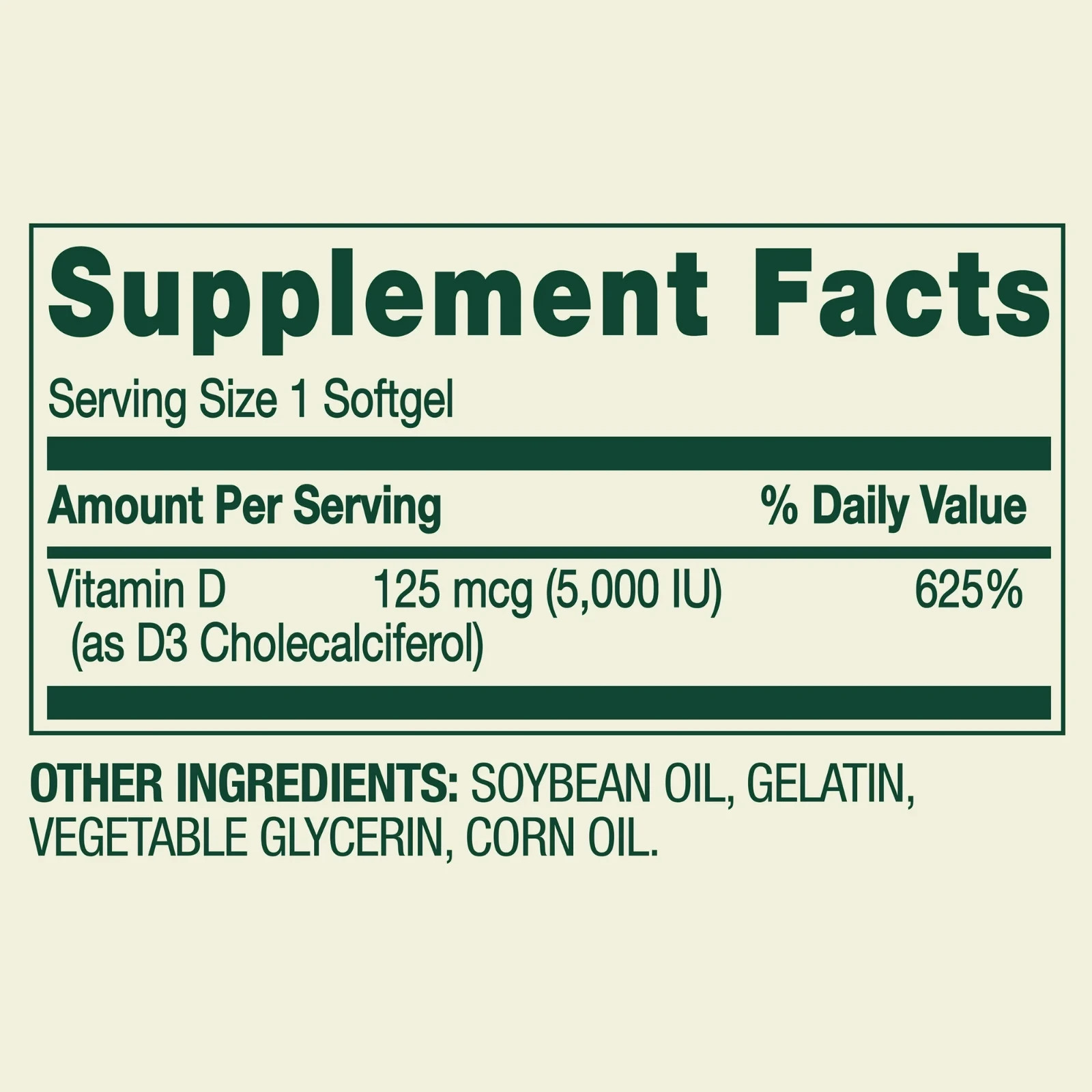 Spring Valley Vitamin D3 Supplement Softgels – 5000iu 250 Count