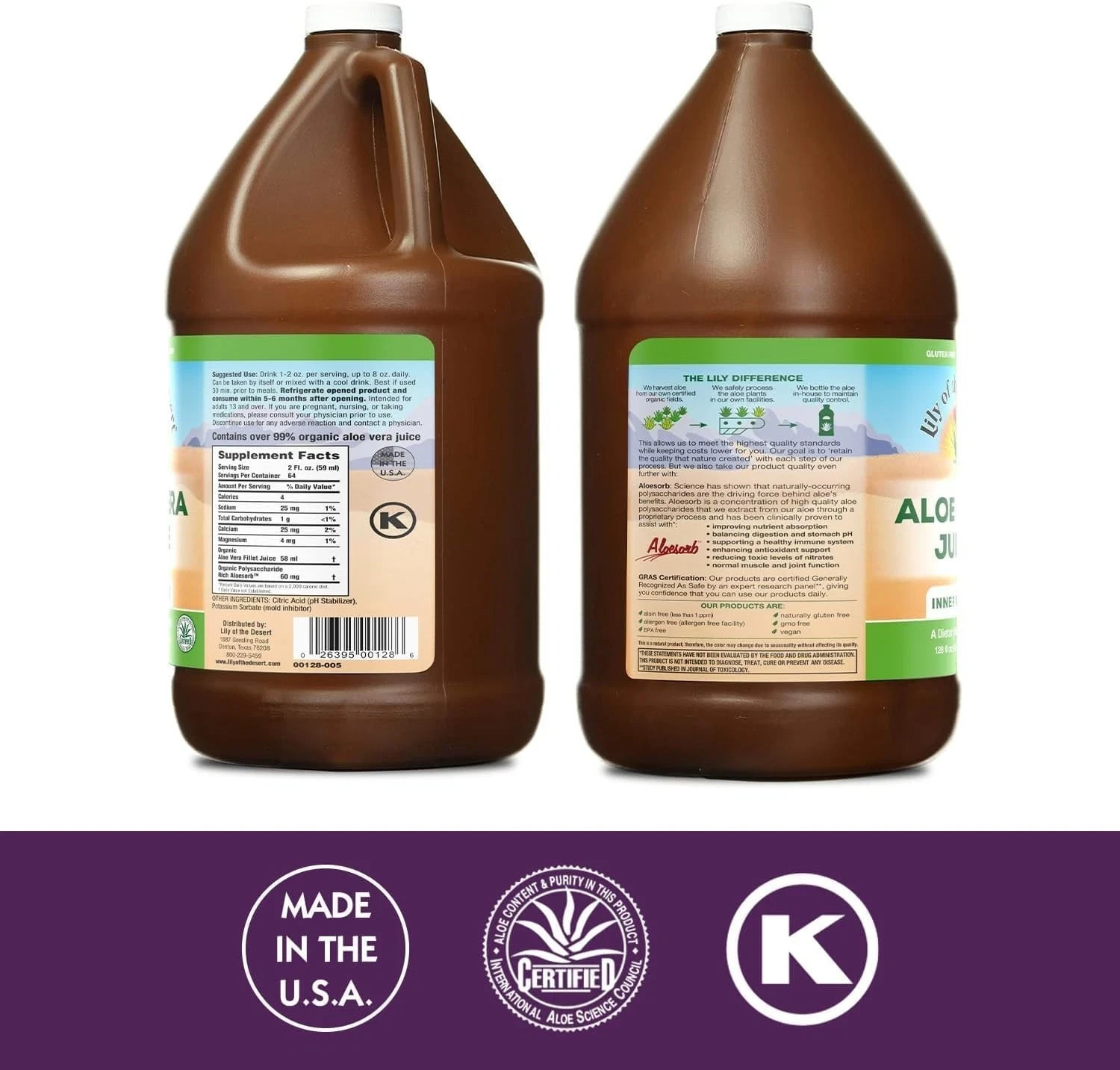 Lily of the Desert Aloe Vera Juice – Inner Fillet 128 fl. oz Each (Pack of 3)